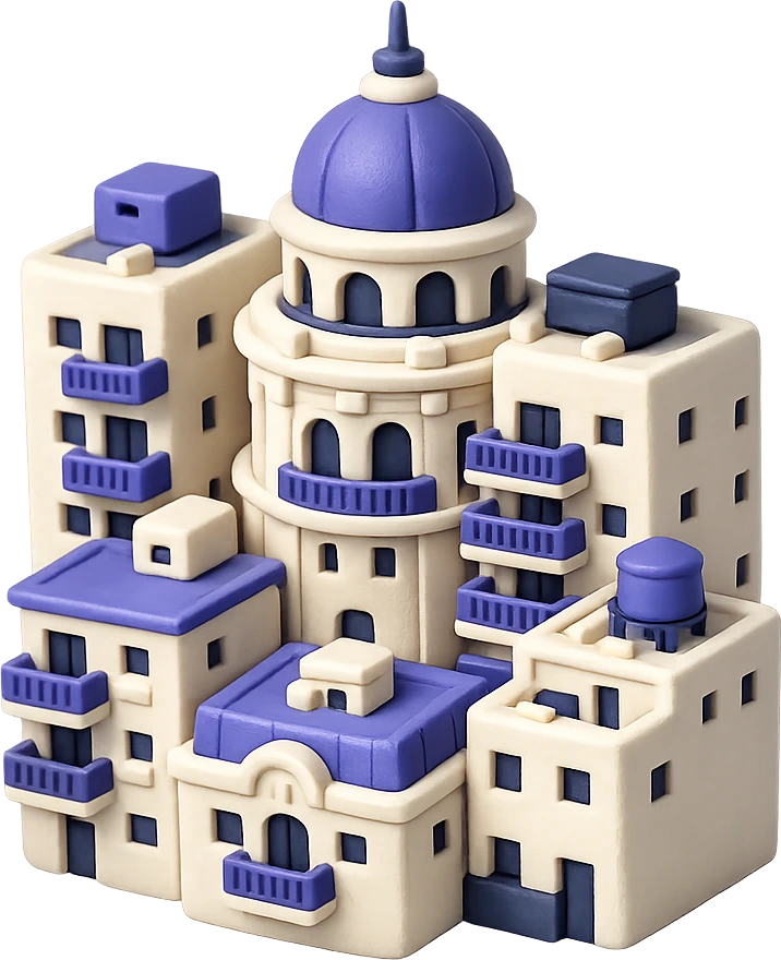 Edificios porteños representados en clay 3D